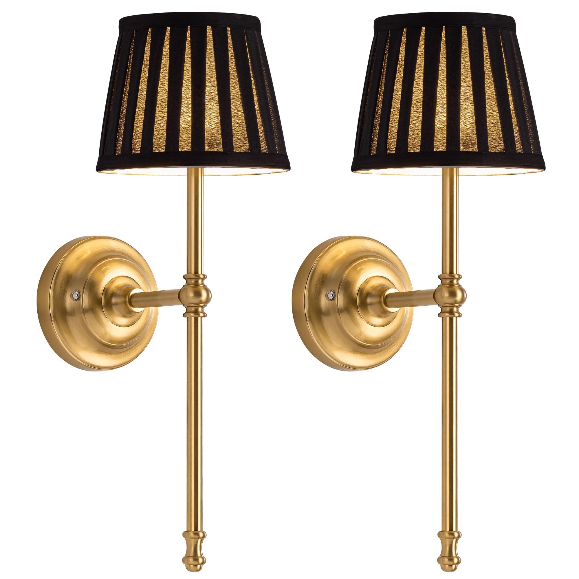 KDG Cordless Wall Sconces Set of 2, Small Wireless 5200mAh Rechargeable Battery Fabric LED Wall Lamps, Portables Lightings for Wall Painting, Living Room, Bedroom, Hallway, Gifts, Night Light (Gold)