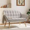 Hyfirm 48" Cream Velvet Tufted Loveseat Sofa, Modern Luxury Mini Couch with Gold Metal Legs, Comfy Small Loveseat for Small Space, Living Room, Bedroom, Apartment & Office