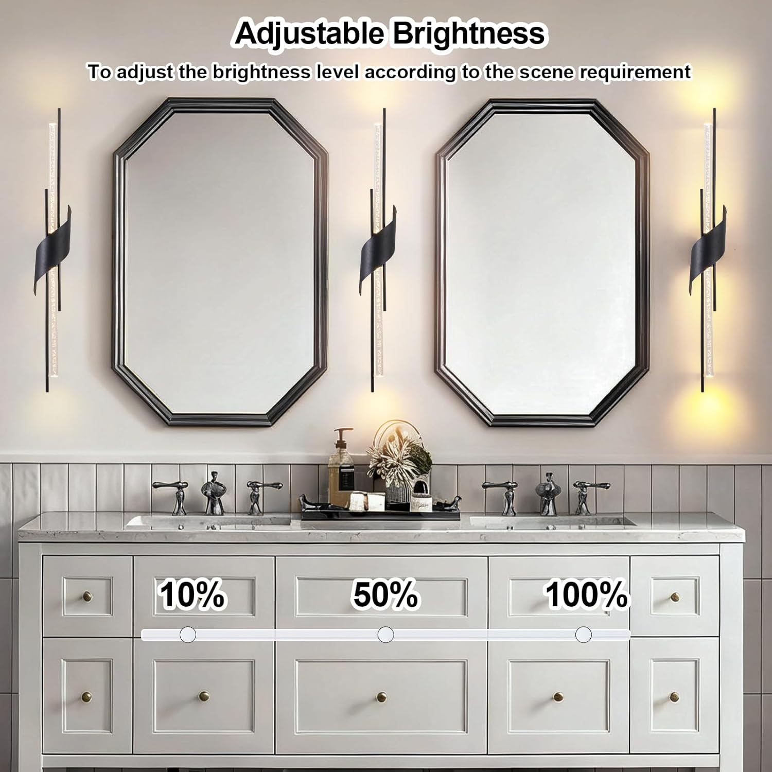 camuucci Battery Operated Wall Sconces Set of Two,Modern Wireless Wall Lights,LED Rechargeable 20000mAh Not Hardwired Remote Control Dimmable Wall Lamp Fixtures for Bedroom Black 33 Inches