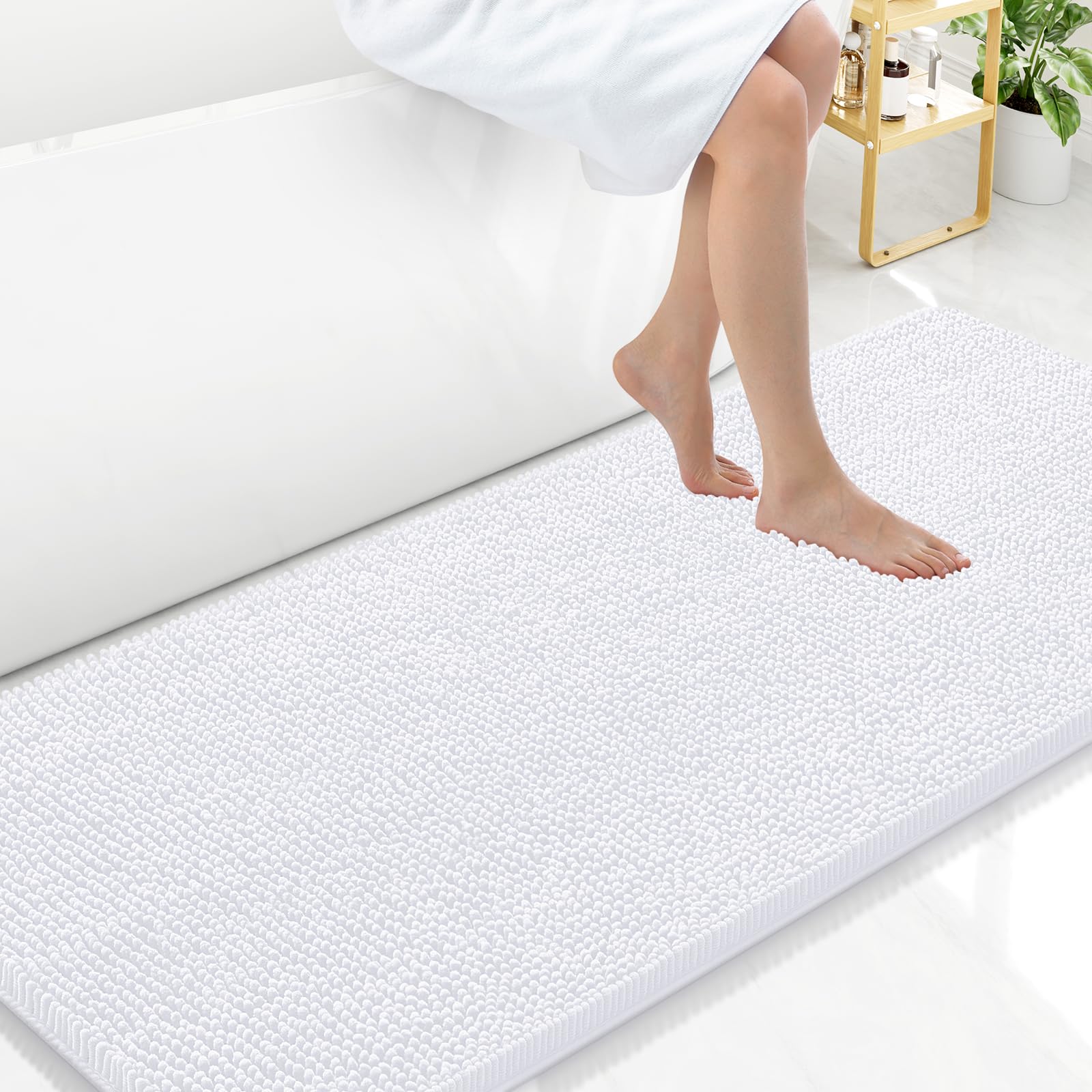 Arotive Bathroom Rugs 30x20, Extra Soft Absorbent Shaggy Chenille Bath Rugs, Machine Washable Rubber Backing Non-Slip Bath Mats for Bathroom Floor Tub and Shower, Home Decor Accessories, Grey