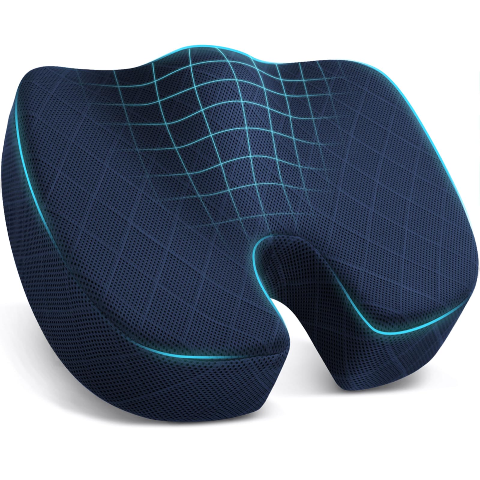 TushGuard Seat Cushion - Memory Foam Cushion for Office Chair, Car Seat, Airplane, Bleacher - Sciatica & Hip & Coccyx Pain Relief Desk Chair Cushion for Long Sitting Office Workers, Car Drivers