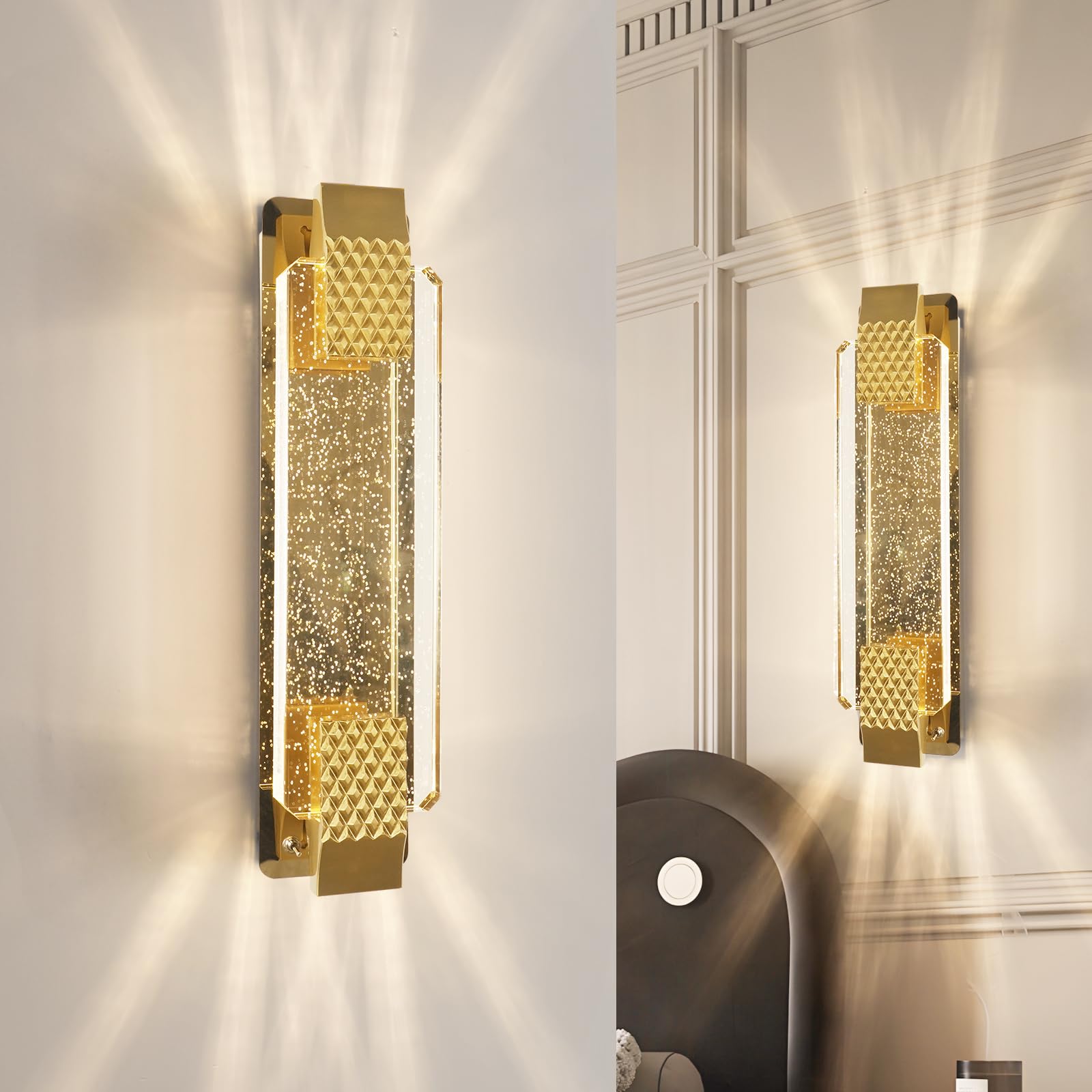 camuucci Battery Operated Wall Sconce Rechargeable Battery Powered 12000mAh Wall Light Indoor Not Hardwired Wall Lamp Fixtures for Bedroom Living Room 1Pack
