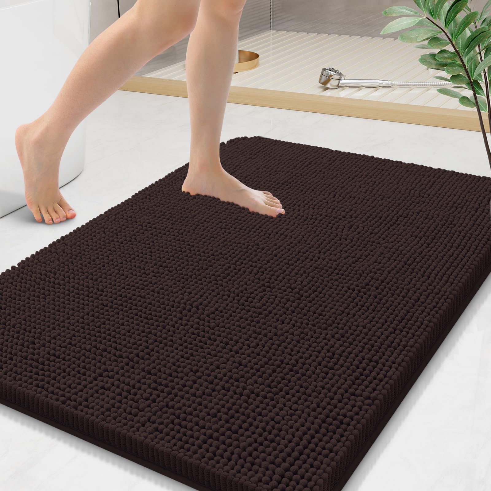 Arotive Bathroom Rugs 70x24, Extra Soft Absorbent Shaggy Chenille Bath Rugs, Machine Washable Rubber Backing Non-Slip Bath Mats for Bathroom Floor Tub and Shower, Home Decor Accessories, Beige