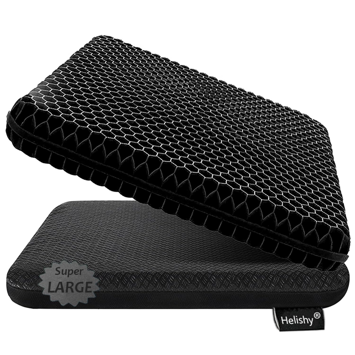Gel Seat Cushion for Long Sitting, Extra Thick Gel Cushion for Wheelchair Soft Chair Pads for Office Home Chairs Car Seats Long Trips - Back Sciatica Hip Tailbone Pain Relief Cushion (Black)