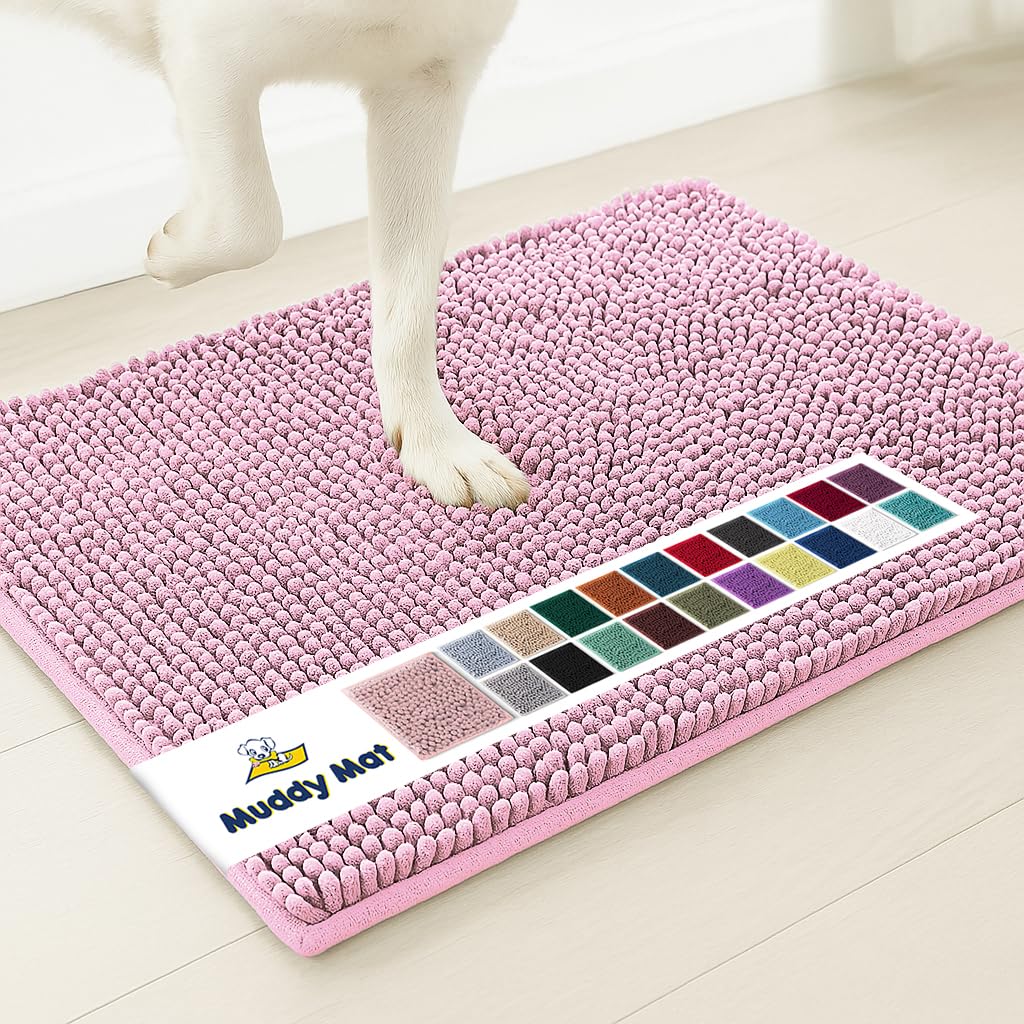 Muddy Mat® | Super Absorbent Door Mat Indoor, Microfiber Quick Dry Chenille Entryway Rug, Non-Slip Front Door Mat, Indoor Mats for Entryway, Machine Washable Pet Rug, Grey 30"x19"