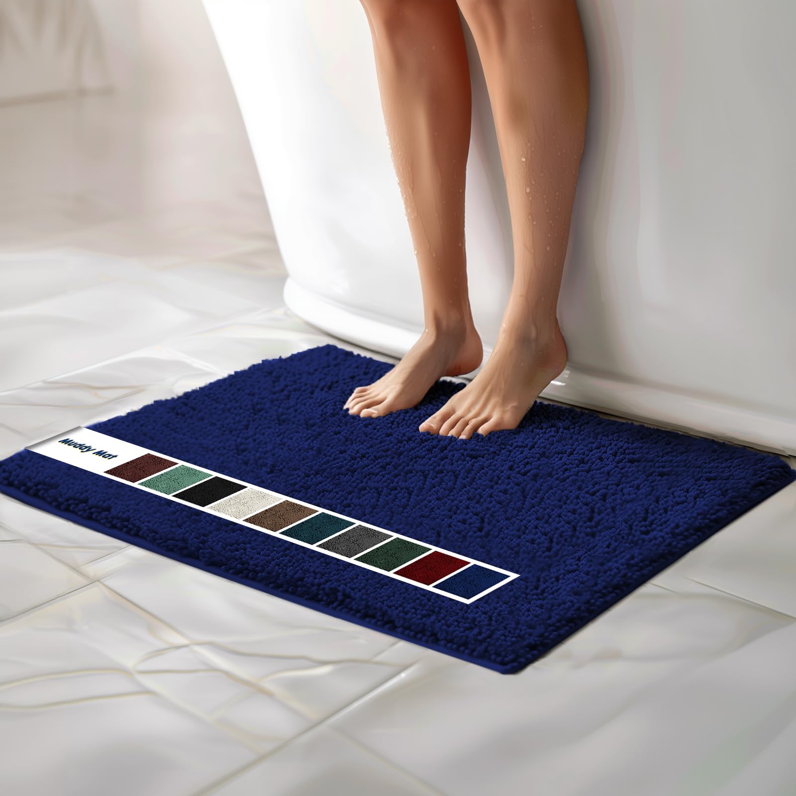 Muddy Mat Chenille Bathroom Rugs Quick Dry Microfiber Mats Non Slip Washable, Extra Thick, Soft and Highly Absorbent Bath Mats for Bathroom, Kitchen, and Shower Floor - Grey Small 28"X18"