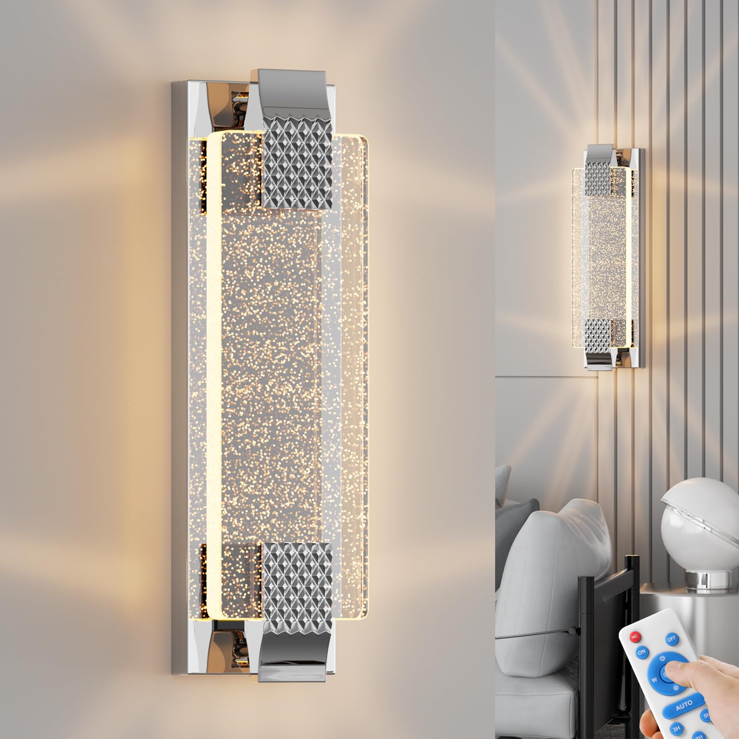 camuucci Battery Operated Wall Sconce Rechargeable Battery Powered 12000mAh Wall Light Indoor Not Hardwired Wall Lamp Fixtures for Bedroom Living Room 1Pack