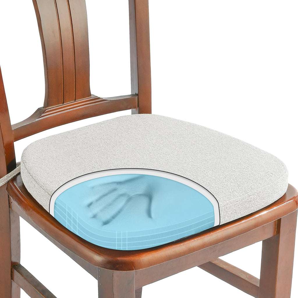 SINOSSO 1 Pack Memory Foam Chair Cushions for Dining Chair, Friendly Woven Fabric 16" U-Shape Comfortable Kitchen Chair Pad, Removable Slip Resistant Seat Cushion (1 Piece, Blue)