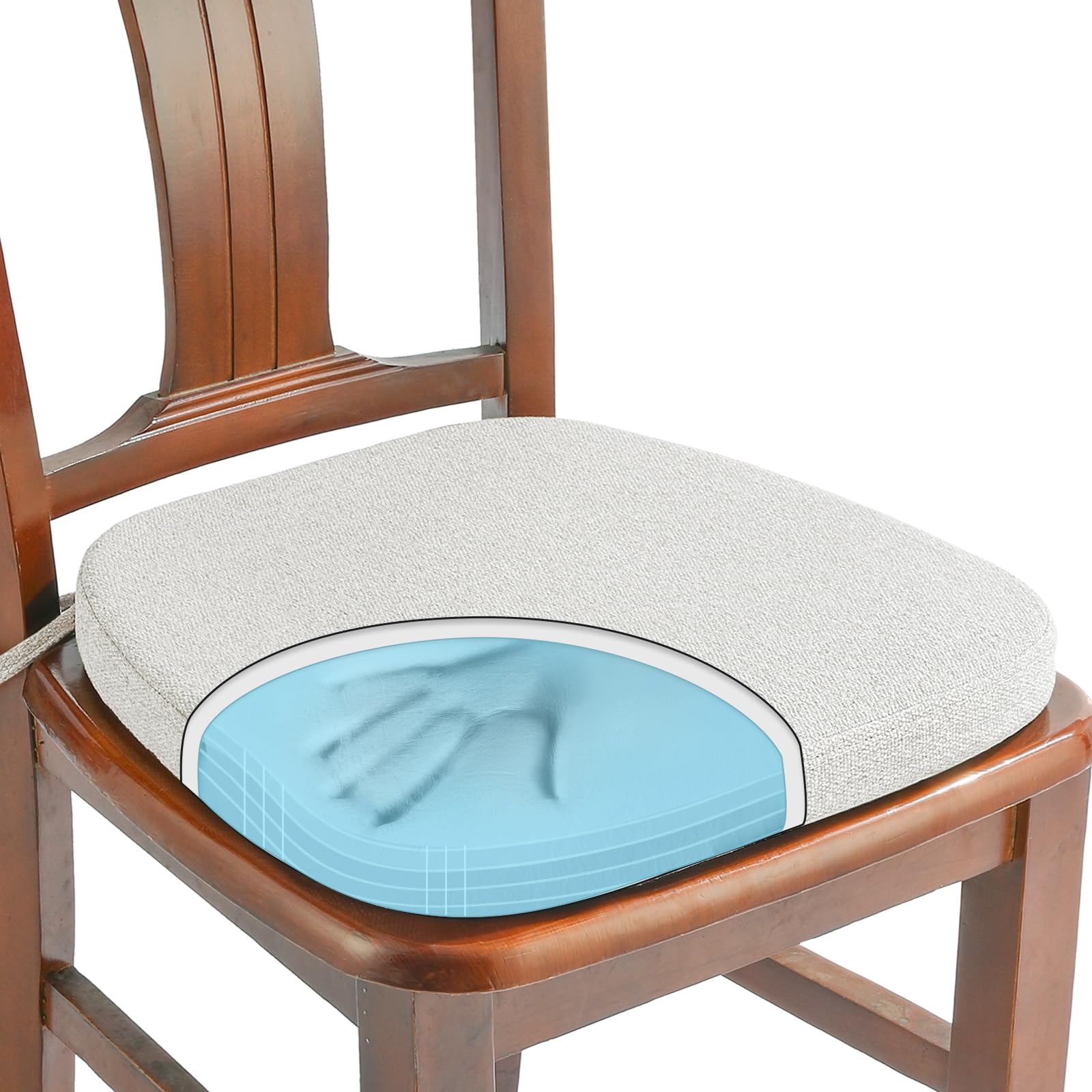 SINOSSO 1 Pack Memory Foam Chair Cushions for Dining Chair, Friendly Woven Fabric 16" U-Shape Comfortable Kitchen Chair Pad, Removable Slip Resistant Seat Cushion (1 Piece, Blue)