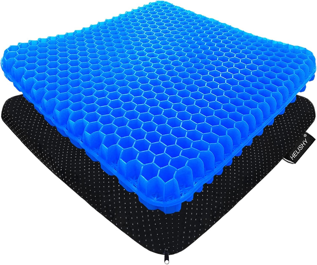 Gel Seat Cushion for Long Sitting - 1.65inch Double Thick Cooling Egg Cushion for Back, Hip, Sciatica, Coccyx, Tailbone Pain Relief - Office Chair Car Seat Cushion – Wheelchair Cushions
