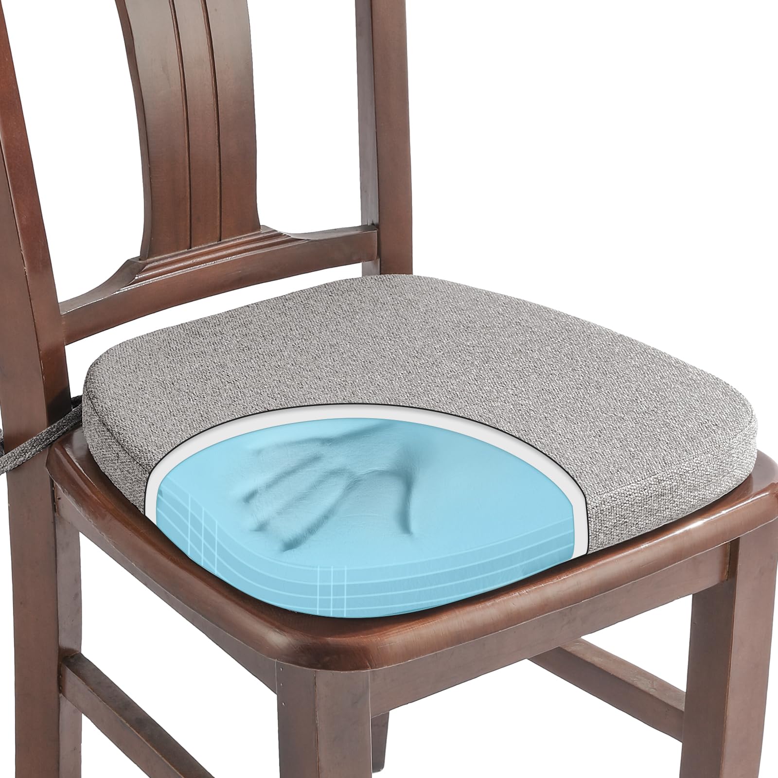 SINOSSO 1 Pack Memory Foam Chair Cushions for Dining Chair, Friendly Woven Fabric 16" U-Shape Comfortable Kitchen Chair Pad, Removable Slip Resistant Seat Cushion (1 Piece, Blue)