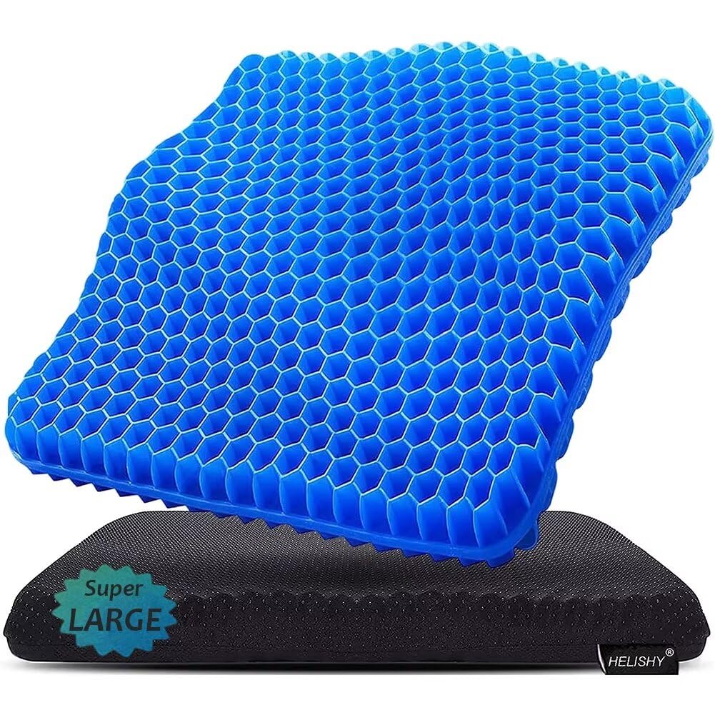 Gel Seat Cushion for Long Sitting - 1.65inch Double Thick Cooling Egg Cushion for Back, Hip, Sciatica, Coccyx, Tailbone Pain Relief - Office Chair Car Seat Cushion – Wheelchair Cushions