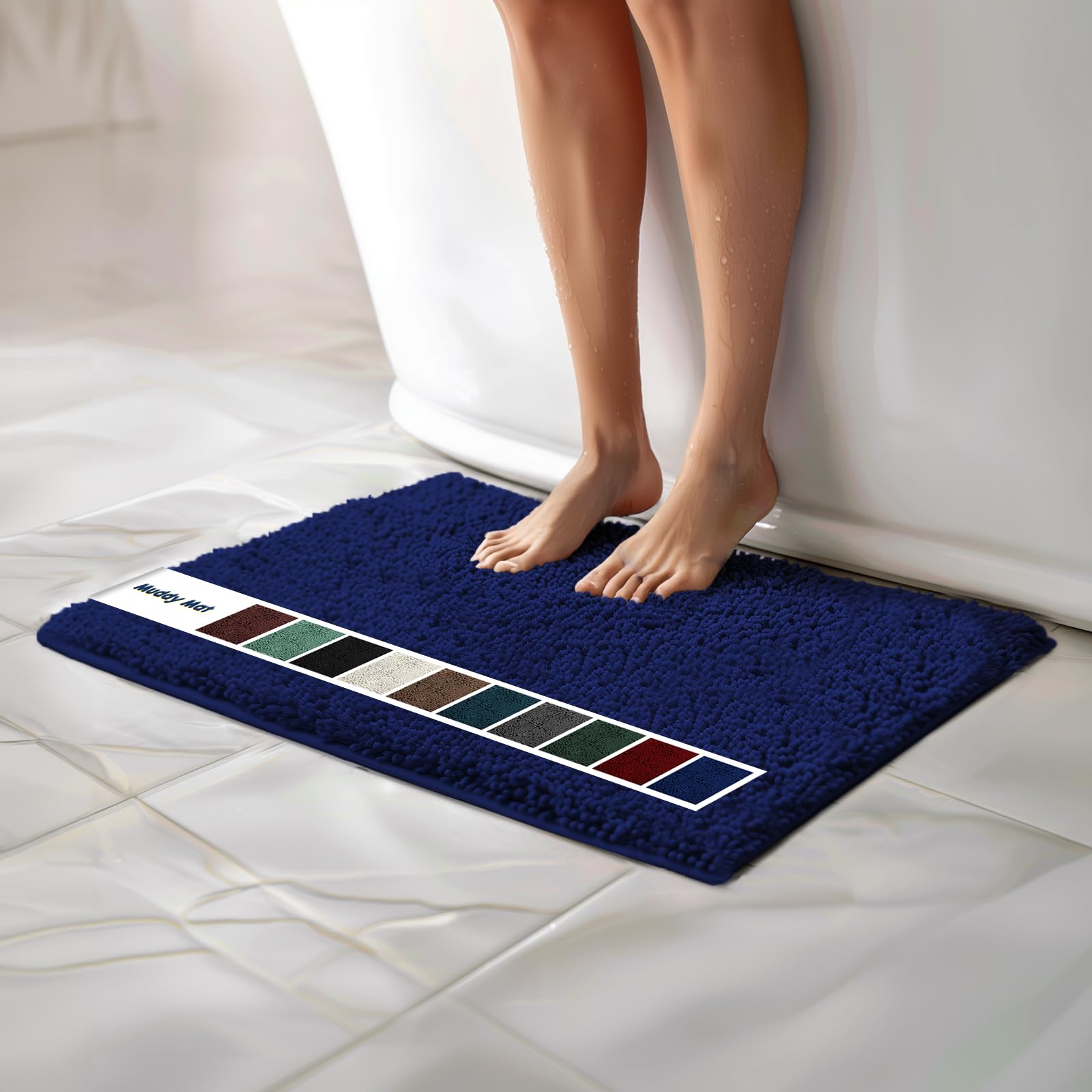 Muddy Mat Chenille Bathroom Rugs Quick Dry Microfiber Mats Non Slip Washable, Extra Thick, Soft and Highly Absorbent Bath Mats for Bathroom, Kitchen, and Shower Floor - Grey Small 28"X18"