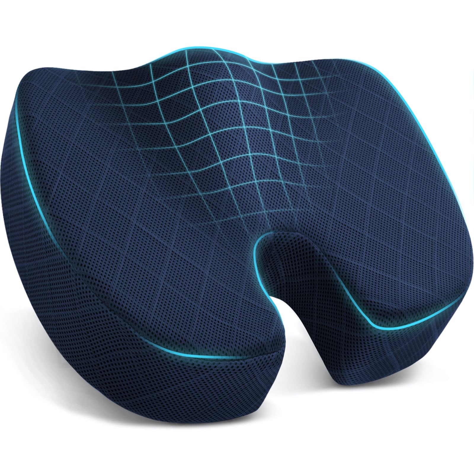 TushGuard Seat Cushion - Memory Foam Cushion for Office Chair, Car Seat, Airplane, Bleacher - Sciatica & Hip & Coccyx Pain Relief Desk Chair Cushion for Long Sitting Office Workers, Car Drivers