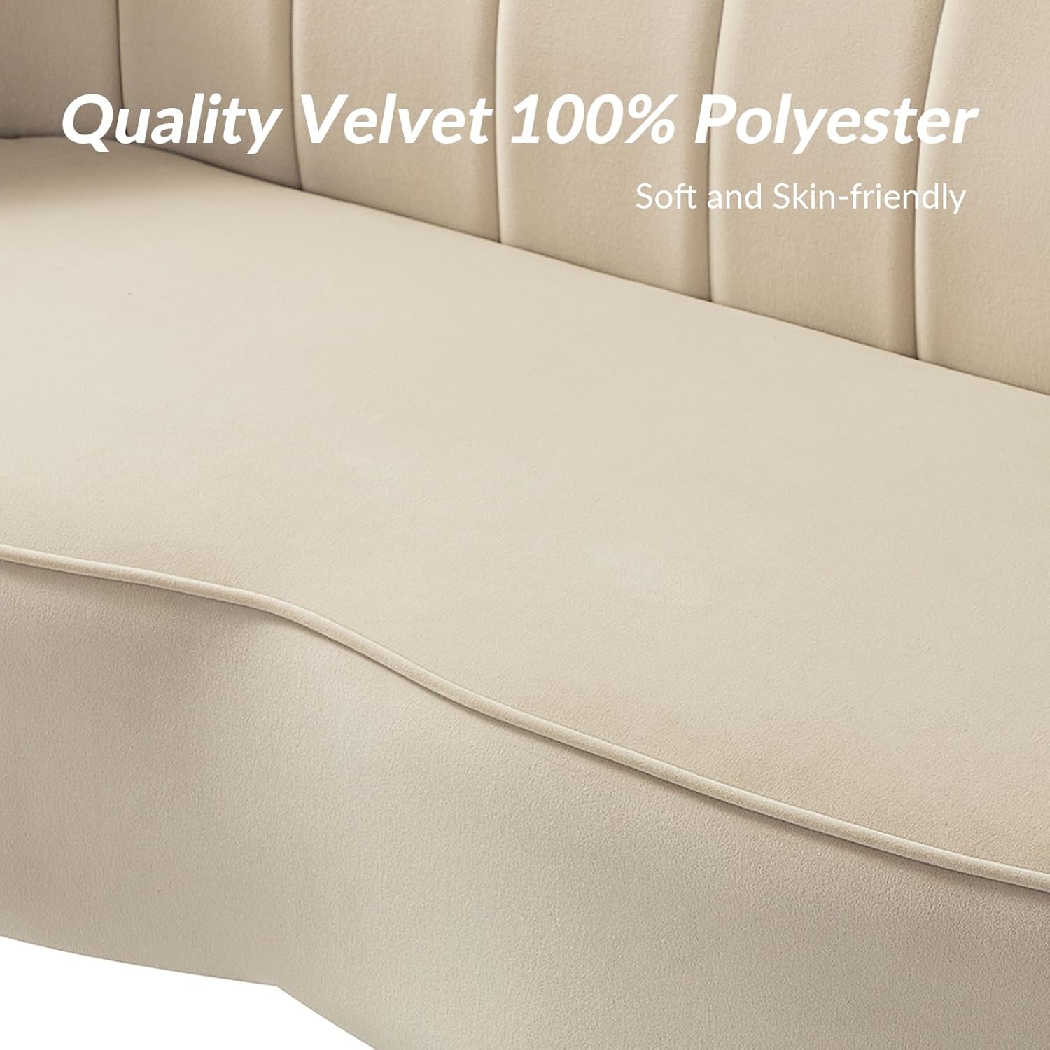 Velvet Upholstered Loveseat Sofa with Gold Metal Legs, Modern Comfy Small Love Seat with Flower Shaped Back, 2-Seater Sofa Accent Couch for Living Bedroom Leisure Areas