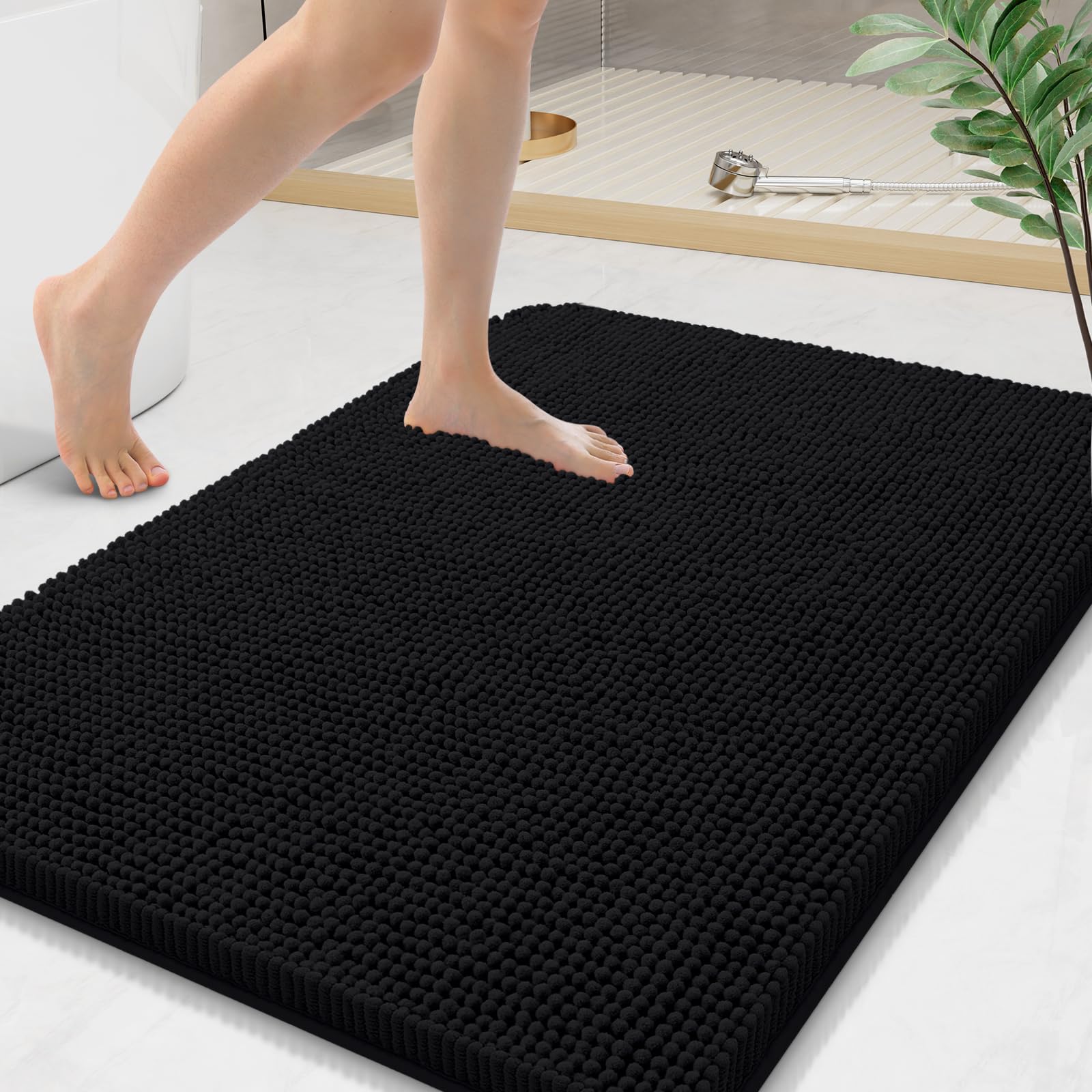 Arotive Bathroom Rugs 70x24, Extra Soft Absorbent Shaggy Chenille Bath Rugs, Machine Washable Rubber Backing Non-Slip Bath Mats for Bathroom Floor Tub and Shower, Home Decor Accessories, Beige