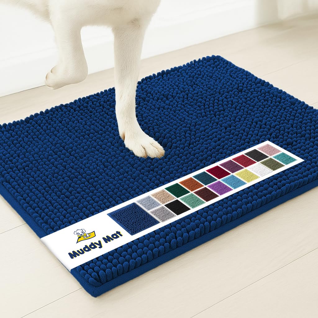 Muddy Mat® | Super Absorbent Door Mat Indoor, Microfiber Quick Dry Chenille Entryway Rug, Non-Slip Front Door Mat, Indoor Mats for Entryway, Machine Washable Pet Rug, Grey 30"x19"