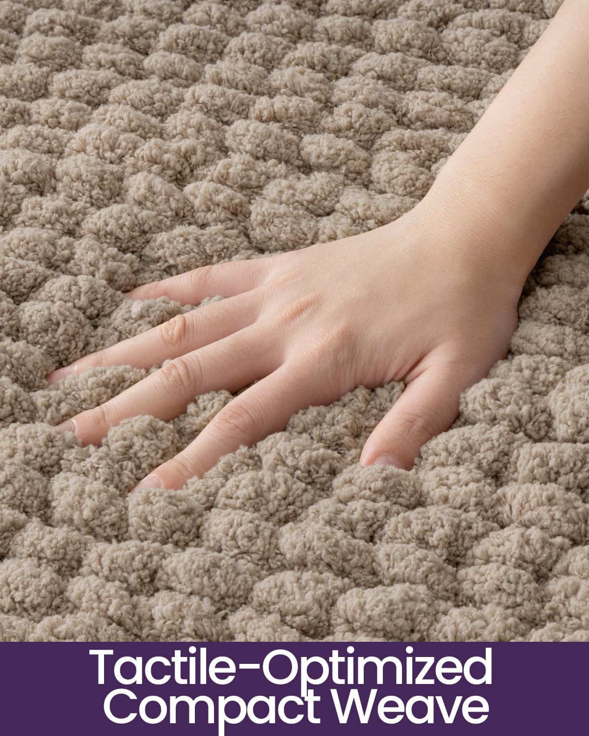 DEXI Bathroom Rugs 24x36, Non Slip Washable Bath Mat, Luxury Chenille Super Absorbent Ultra Thick Bathmats for Shower Floor, Plush Fluffy Shaggy Carpet for Tub, Beige