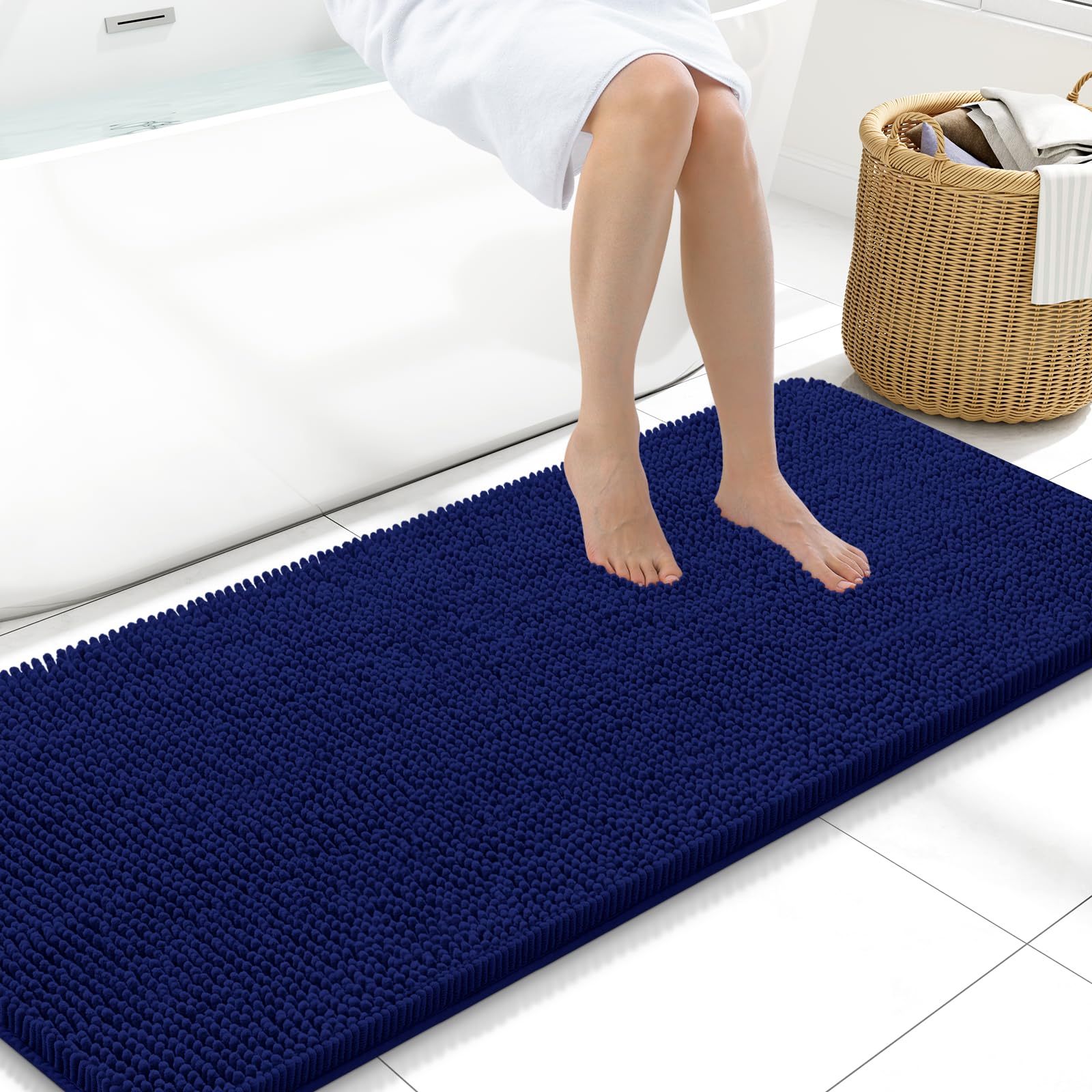 Arotive Bathroom Rugs 70x24, Extra Soft Absorbent Shaggy Chenille Bath Rugs, Machine Washable Rubber Backing Non-Slip Bath Mats for Bathroom Floor Tub and Shower, Home Decor Accessories, Beige