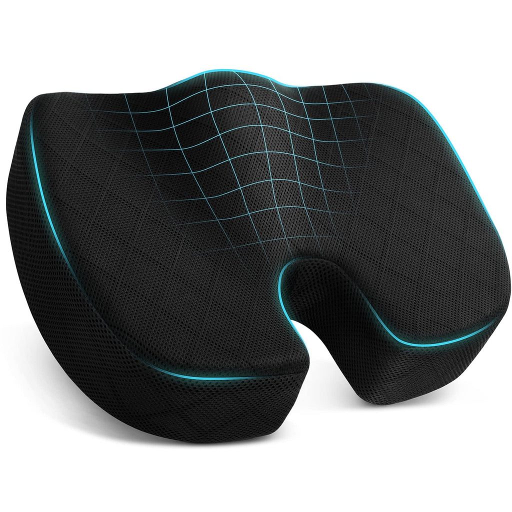 TushGuard Seat Cushion - Memory Foam Cushion for Office Chair, Car Seat, Airplane, Bleacher - Sciatica & Hip & Coccyx Pain Relief Desk Chair Cushion for Long Sitting Office Workers, Car Drivers