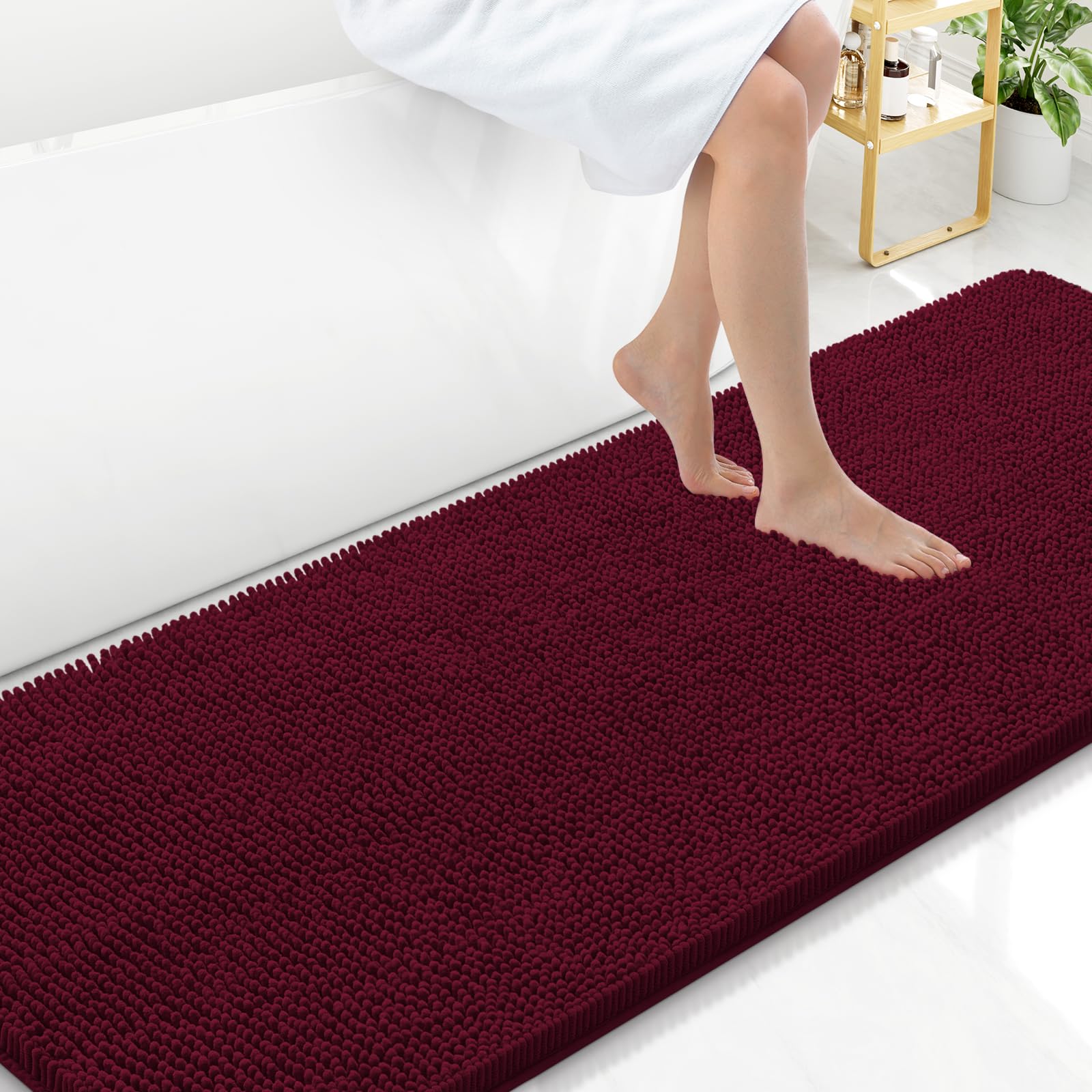Arotive Bathroom Rugs 70x24, Extra Soft Absorbent Shaggy Chenille Bath Rugs, Machine Washable Rubber Backing Non-Slip Bath Mats for Bathroom Floor Tub and Shower, Home Decor Accessories, Beige