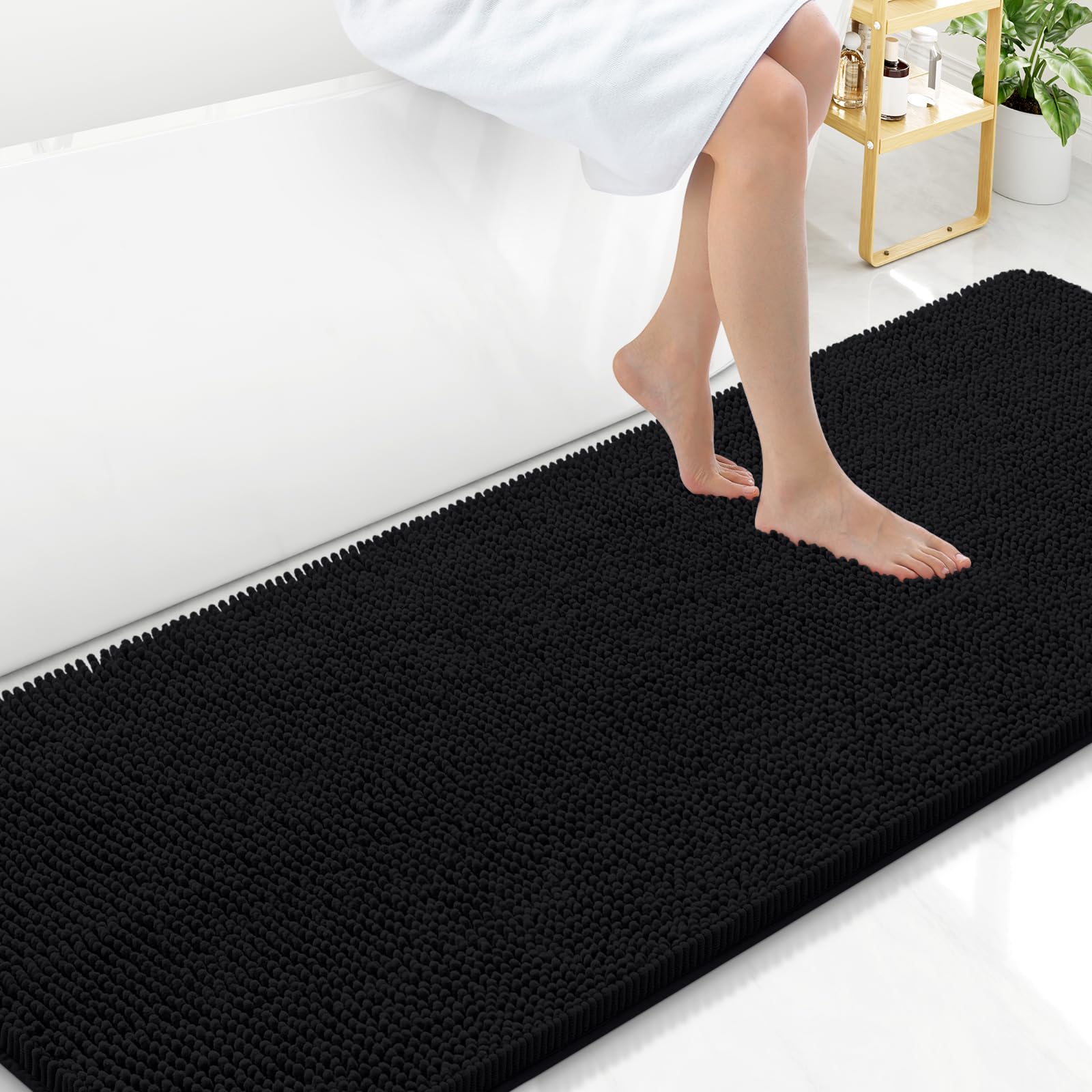 Arotive Bathroom Rugs 30x20, Extra Soft Absorbent Shaggy Chenille Bath Rugs, Machine Washable Rubber Backing Non-Slip Bath Mats for Bathroom Floor Tub and Shower, Home Decor Accessories, Grey