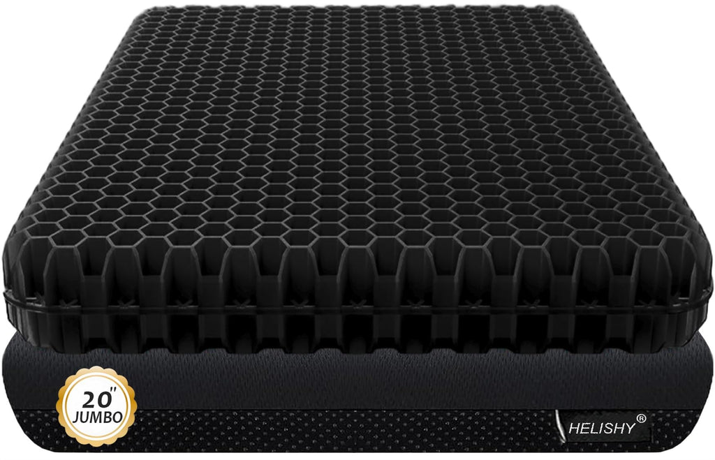 20" Gel Seat Cushion for Long Sitting Pressure Relief - Jumbo & Thick Gel Cushions for Office Chairs - Tailbone Pain Relief Cushion, Sciatica & Back Support, Wheelchair Cushions & Car Seat Cushion