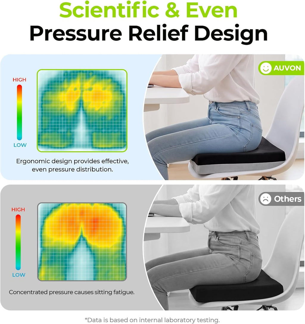 AUVON Ventilation Seat Cushion with Innovation Heat Dissipation Design, Anti-bedsore Wheelchair Cushion with Supportive Memory Foam, Waterproof & Anti-slip Cover, Improve Lower Back & Tailbone Comfort