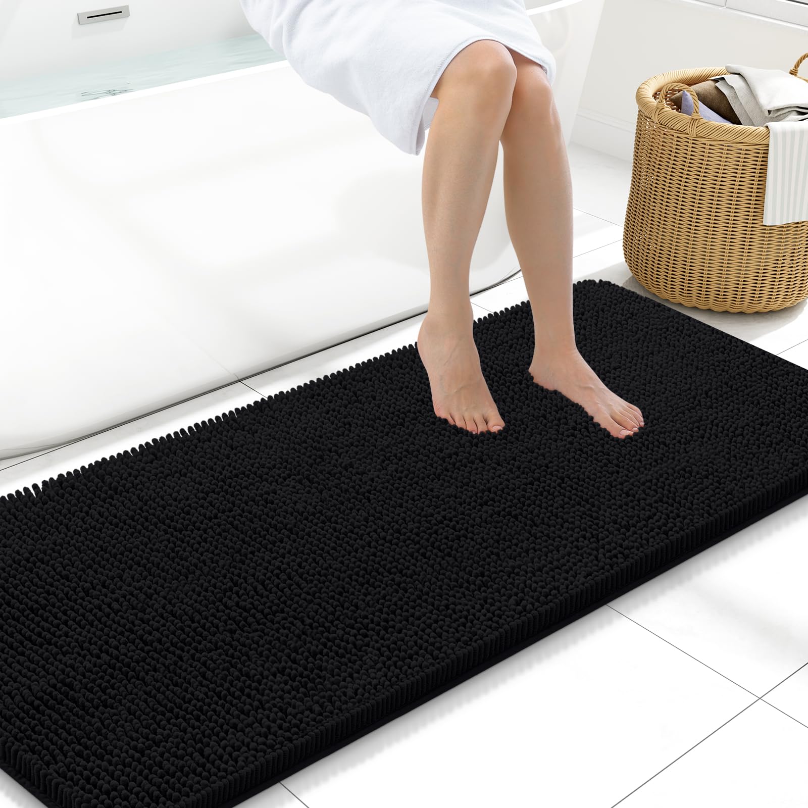 Arotive Bathroom Rugs 70x24, Extra Soft Absorbent Shaggy Chenille Bath Rugs, Machine Washable Rubber Backing Non-Slip Bath Mats for Bathroom Floor Tub and Shower, Home Decor Accessories, Beige