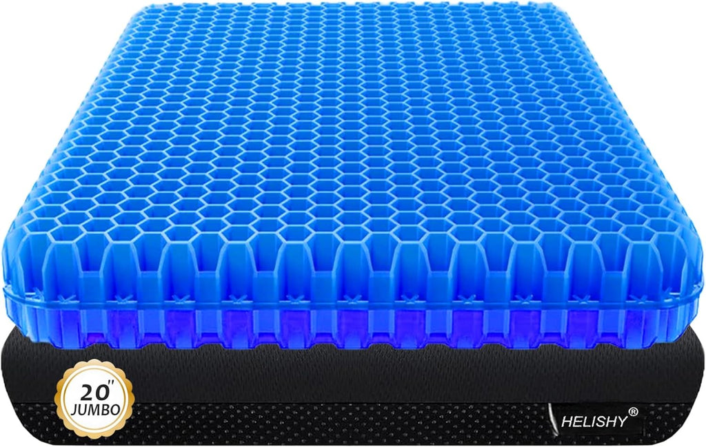 20" Gel Seat Cushion for Long Sitting Pressure Relief - Jumbo & Thick Gel Cushions for Office Chairs - Tailbone Pain Relief Cushion, Sciatica & Back Support, Wheelchair Cushions & Car Seat Cushion