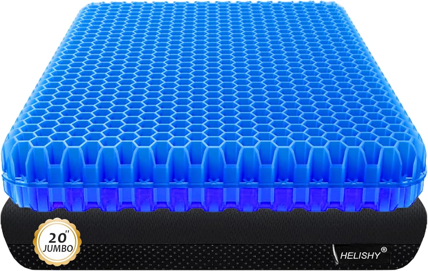 20" Gel Seat Cushion for Long Sitting Pressure Relief - Jumbo & Thick Gel Cushions for Office Chairs - Tailbone Pain Relief Cushion, Sciatica & Back Support, Wheelchair Cushions & Car Seat Cushion