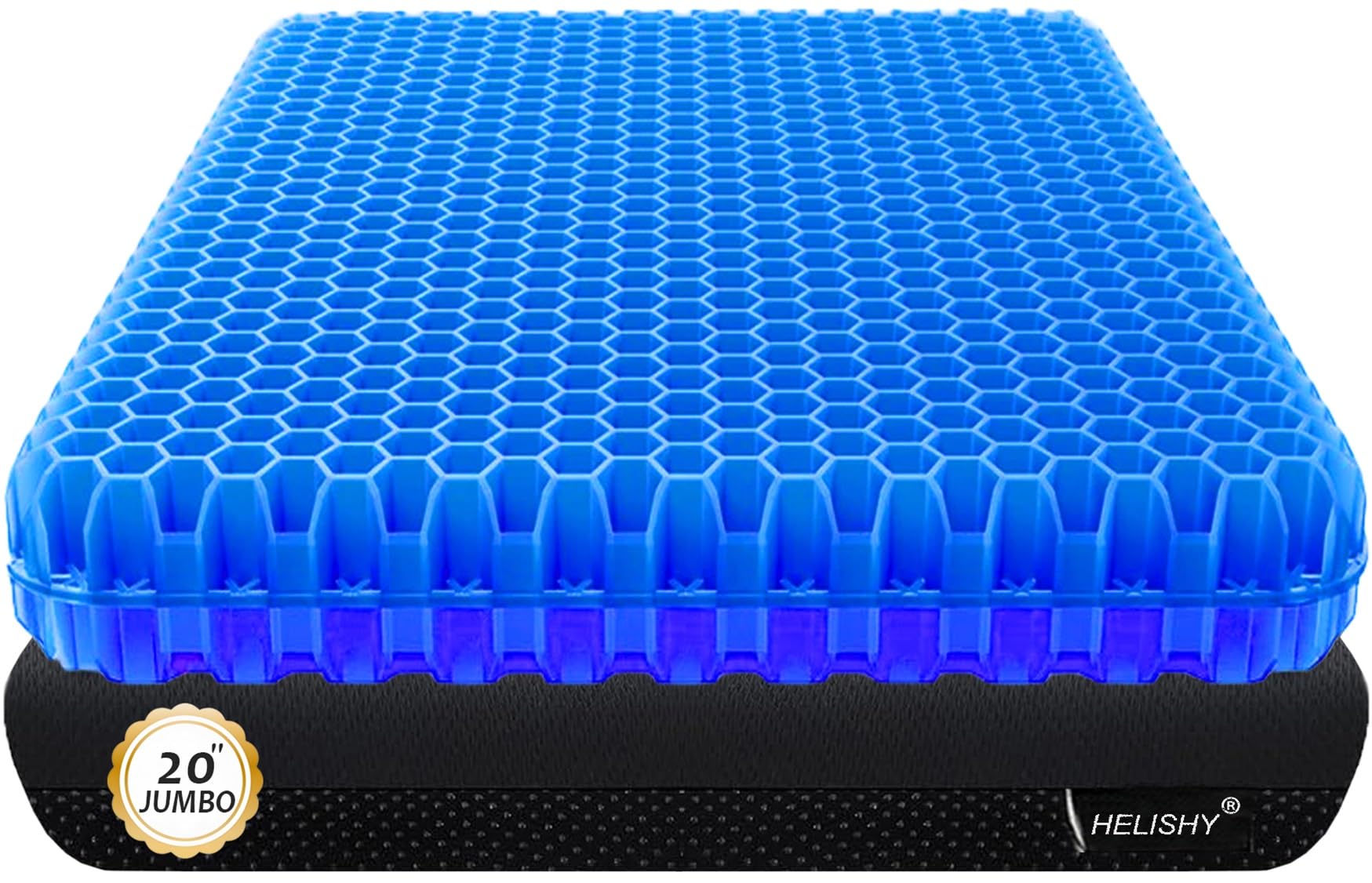 20" Gel Seat Cushion for Long Sitting Pressure Relief - Jumbo & Thick Gel Cushions for Office Chairs - Tailbone Pain Relief Cushion, Sciatica & Back Support, Wheelchair Cushions & Car Seat Cushion