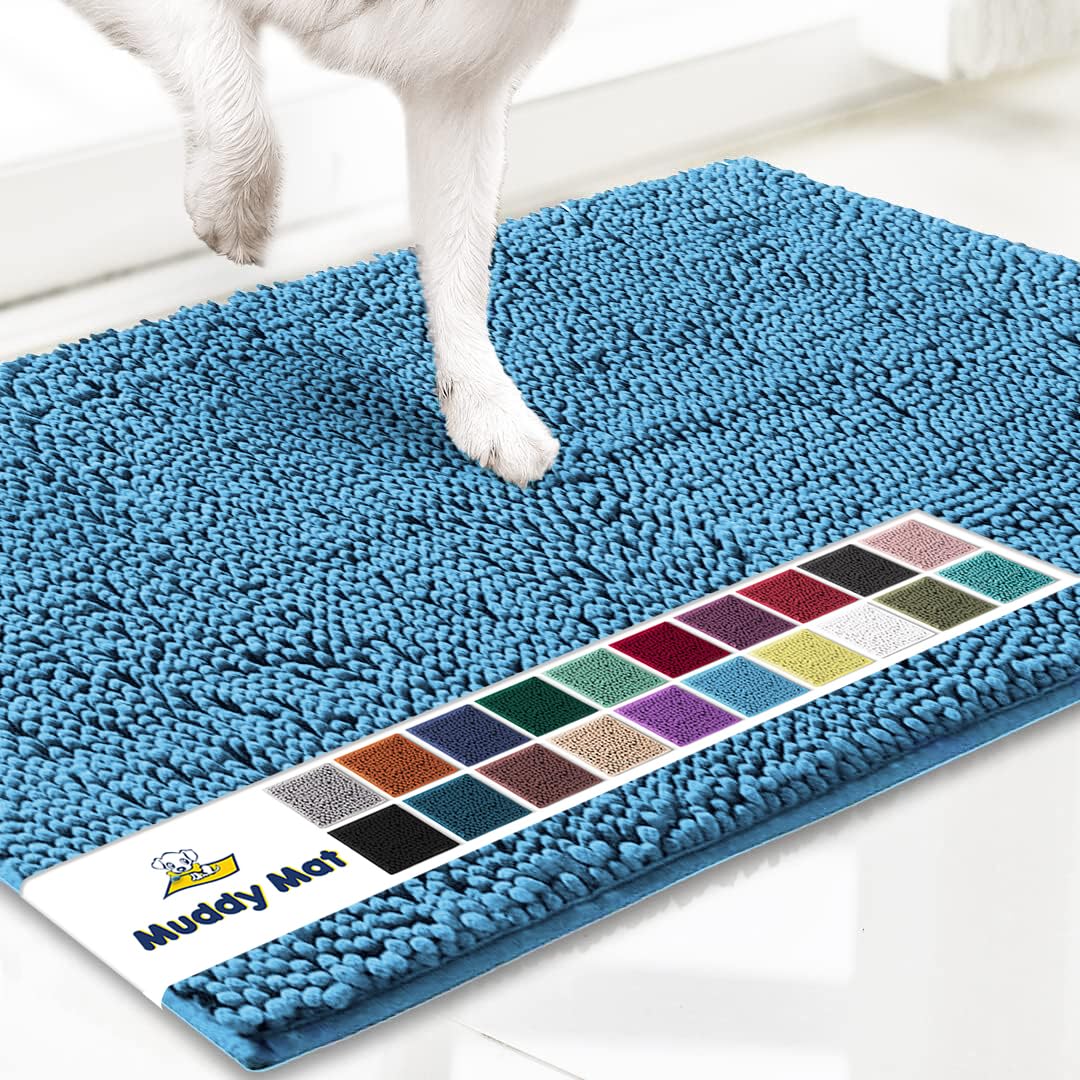 Muddy Mat® | Super Absorbent Door Mat Indoor, Microfiber Quick Dry Chenille Entryway Rug, Non-Slip Front Door Mat, Indoor Mats for Entryway, Machine Washable Pet Rug, Grey 30"x19"