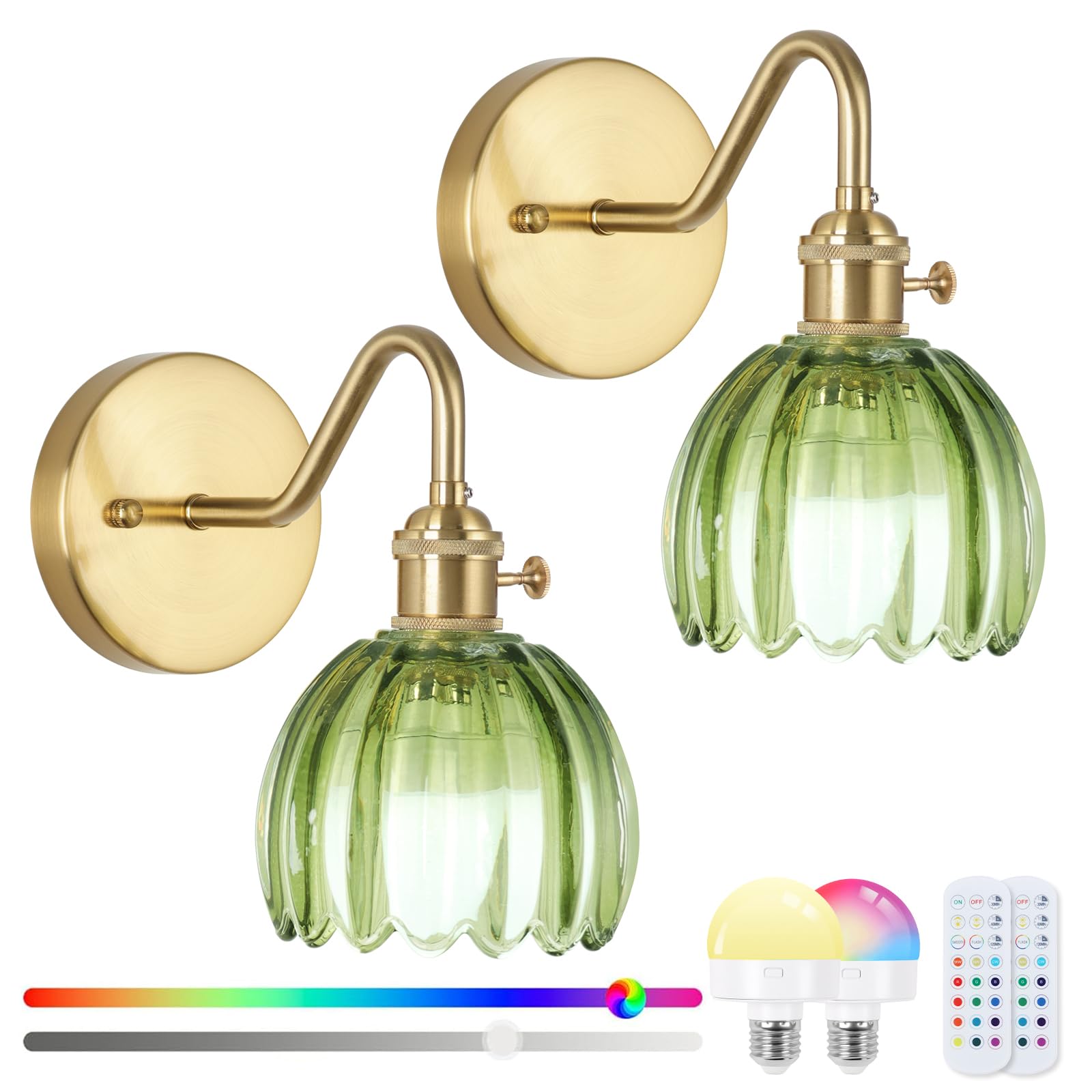Vintage Battery Operated Wireless Wall Sconces, Rechargeable Battery Antique Brass Wall Lights,Luxury Corridor Lamp with Remote for Dining Room Hallway Living Room, Set of Two
