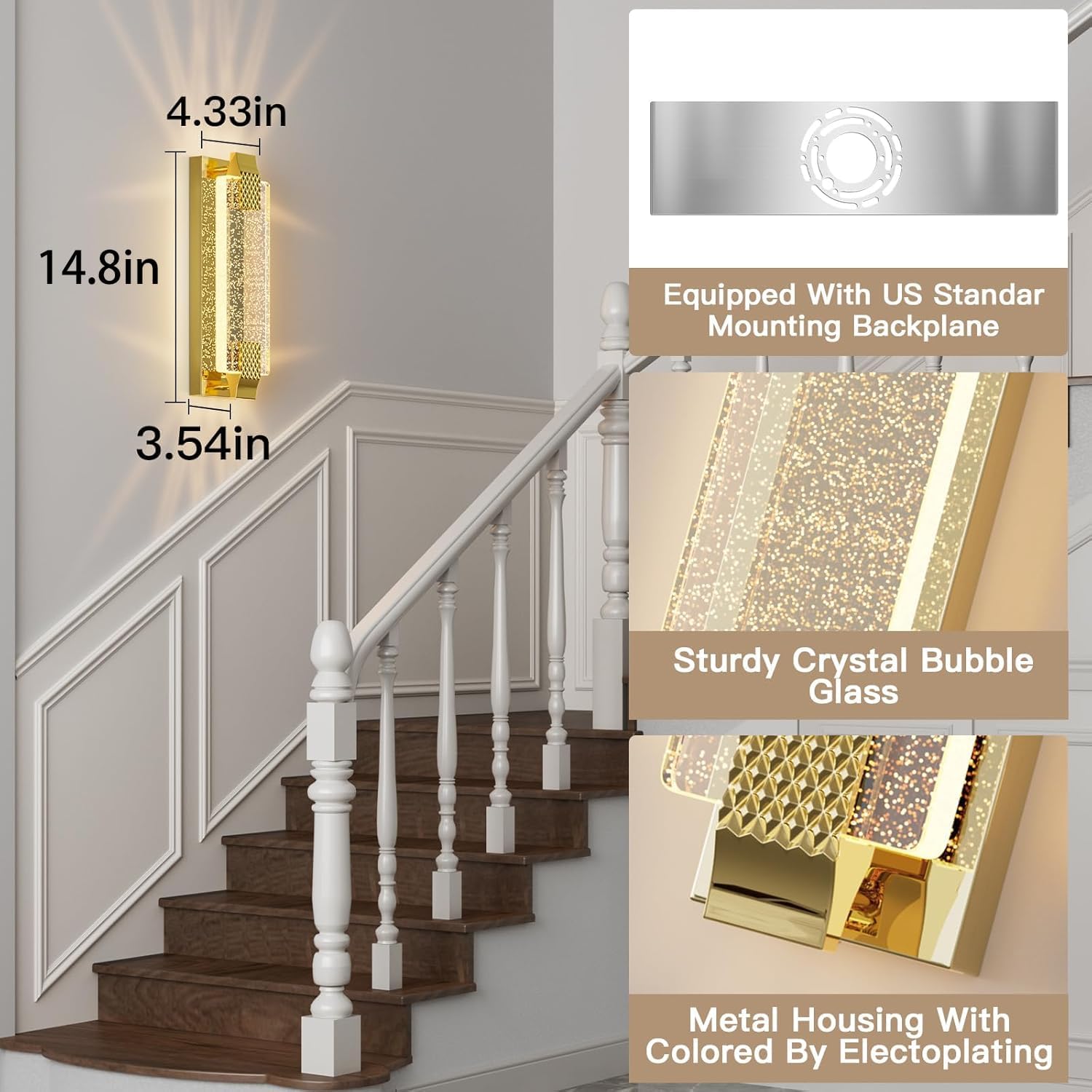 camuucci Battery Operated Wall Sconce Rechargeable Battery Powered 12000mAh Wall Light Indoor Not Hardwired Wall Lamp Fixtures for Bedroom Living Room 1Pack