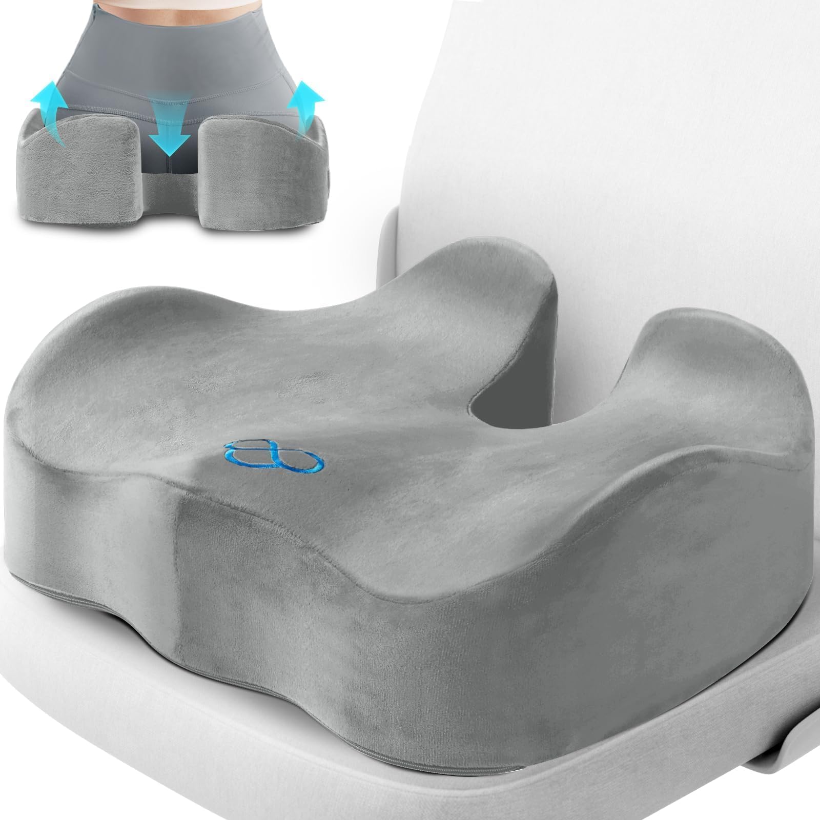 CushyOasis Seat Cushion, Gel Chair Cushions, Office Chair Cushions, Anti-Slip Bottom & Removable Cover Tailbone Pain Relief Cushion, Memory Foam Seat Cushion for Office, Wheelchair, Car (Black)