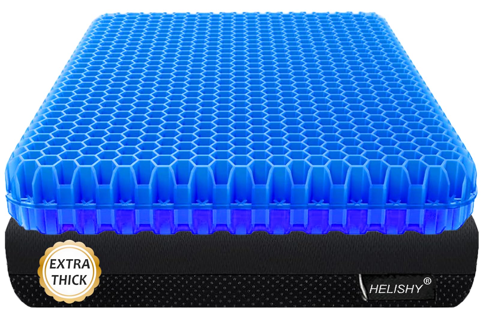 20" Gel Seat Cushion for Long Sitting Pressure Relief - Jumbo & Thick Gel Cushions for Office Chairs - Tailbone Pain Relief Cushion, Sciatica & Back Support, Wheelchair Cushions & Car Seat Cushion