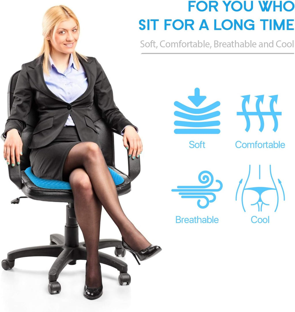 Hvllyan Gel Seat Cushion for Long Sitting (Thick & Extra Large), Gel Cushion for Wheelchair Soft, Chair Cushion, Car Seat Cushion Breathable, for Office Chair for Hip Pain