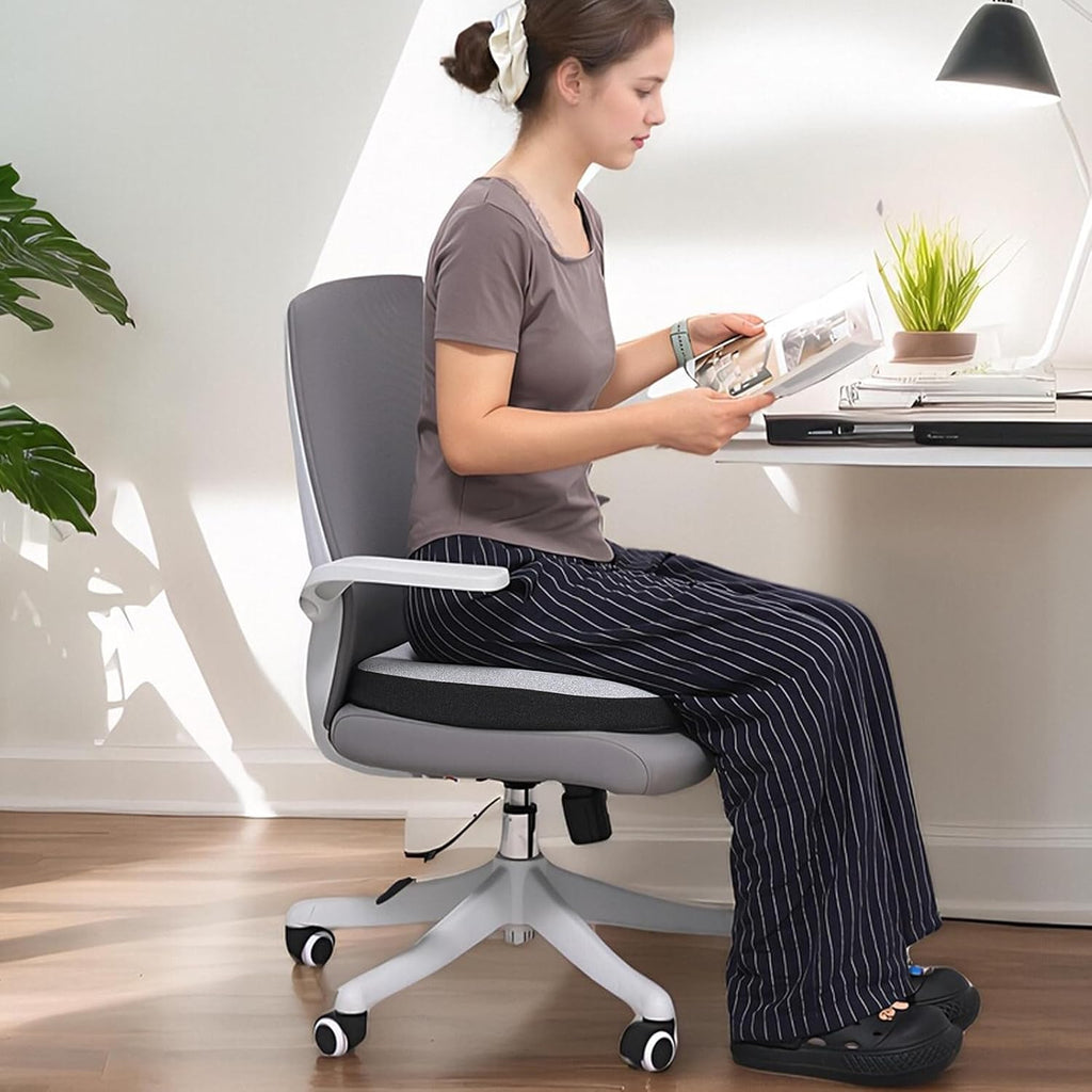 GOFORIT Molded Memory Foam Seat Cushion, Patent Dual-Layer Foam Design Office Chair Pad, Ergonomic Coccyx Cushion for Sciatica Pain Relief,Light Grey