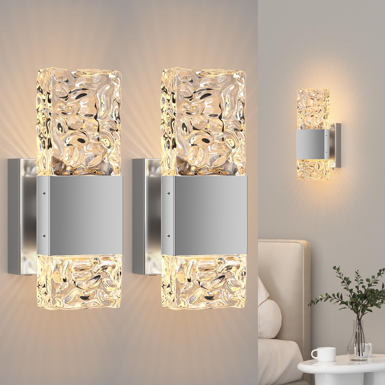 camuucci Battery Operated Wall Sconce Rechargeable Battery Powered 12000mAh Wall Light Indoor Not Hardwired Wall Lamp Fixtures for Bedroom Living Room 1Pack