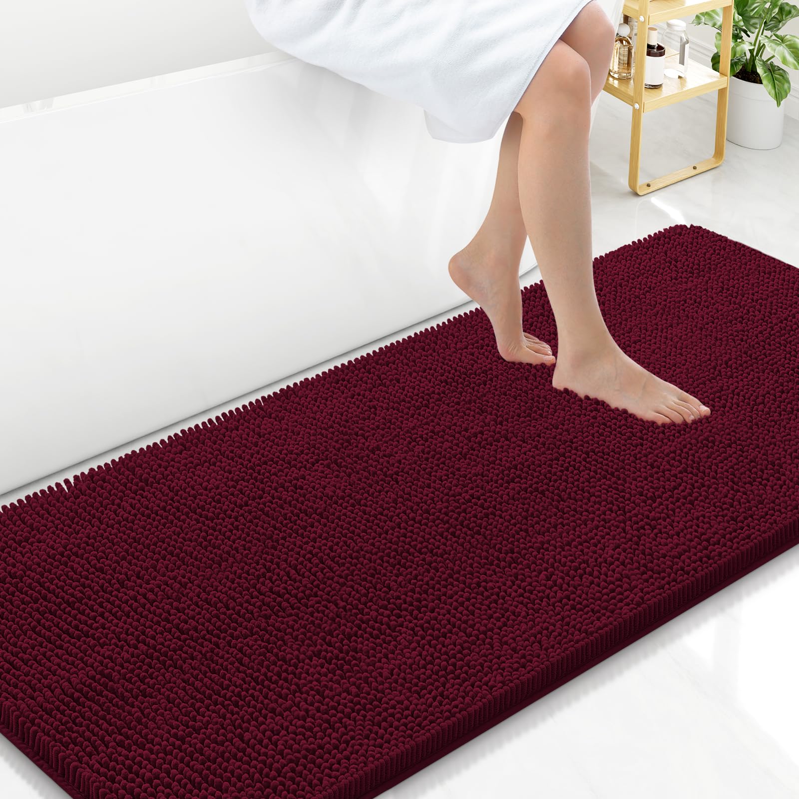 Arotive Bathroom Rugs 30x20, Extra Soft Absorbent Shaggy Chenille Bath Rugs, Machine Washable Rubber Backing Non-Slip Bath Mats for Bathroom Floor Tub and Shower, Home Decor Accessories, Grey