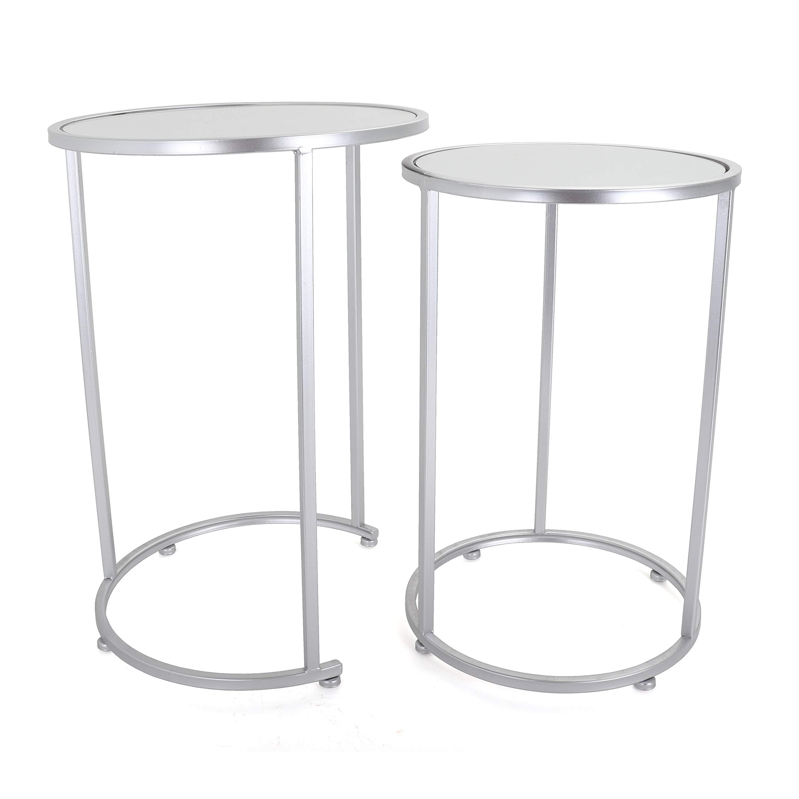 Rutledge & King Hexagon End Table Set - End Tables with Mirrored Tops - Nesting Geometric Accent Tables - Marble Metal Side Tables Hexagon End Table Set (Gold)
