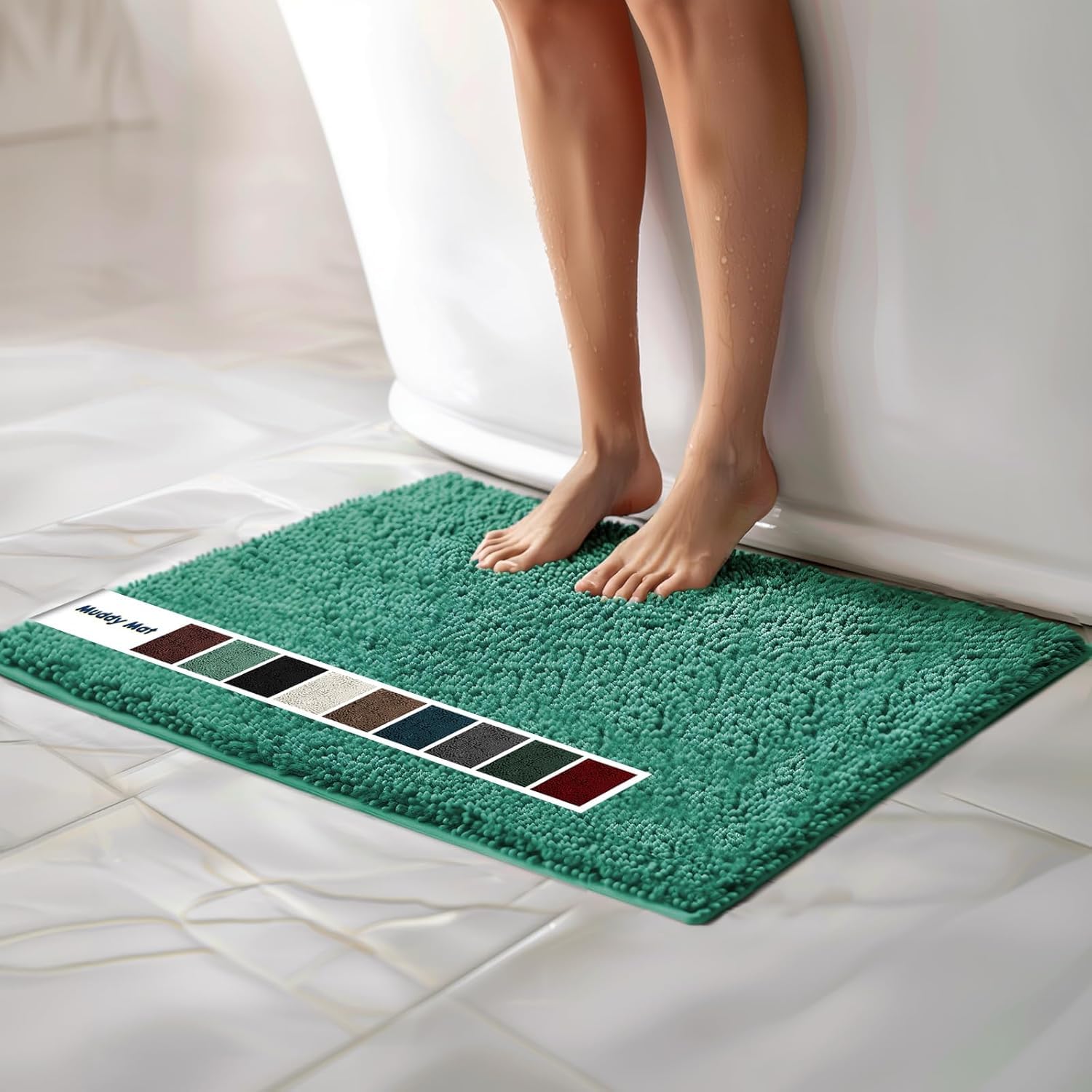 Muddy Mat Chenille Bathroom Rugs Quick Dry Microfiber Mats Non Slip Washable, Extra Thick, Soft and Highly Absorbent Bath Mats for Bathroom, Kitchen, and Shower Floor - Grey Small 28"X18"