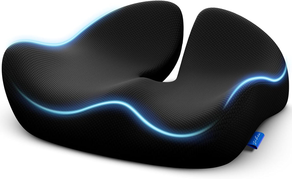 ZIKEE Pioneering Seat Cushion for Pressure Relief, Ergonomic Office Chair Cushion for Sciatica, Back, Hemorrhoids & Tailbone Pain Relief, High-Density Memory Foam Car Seat Cushion with Anti-Slip Base