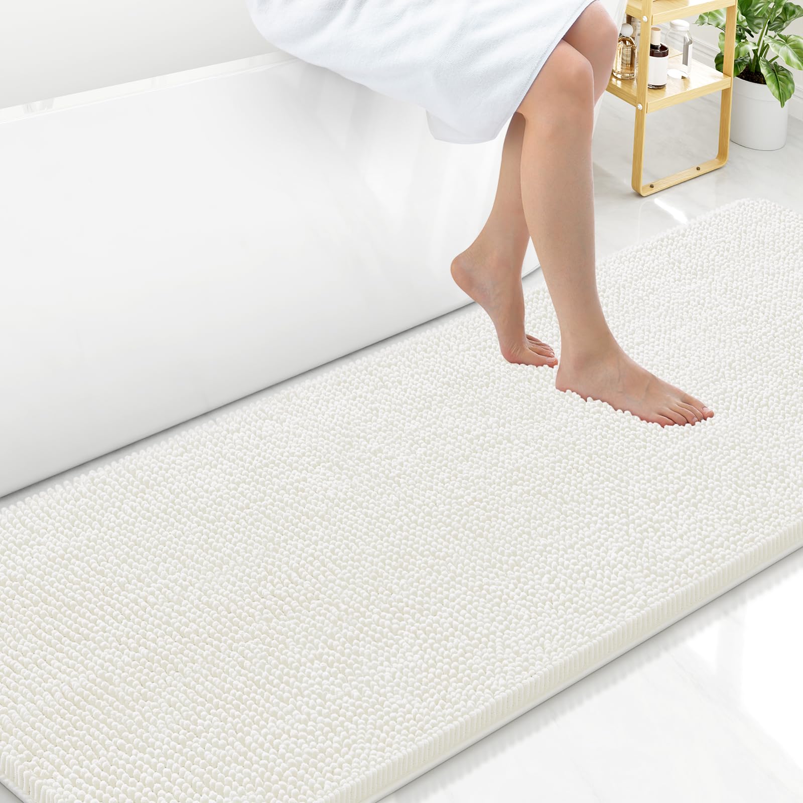 Arotive Bathroom Rugs 30x20, Extra Soft Absorbent Shaggy Chenille Bath Rugs, Machine Washable Rubber Backing Non-Slip Bath Mats for Bathroom Floor Tub and Shower, Home Decor Accessories, Grey
