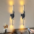 camuucci Battery Operated Wall Sconces Set of Two,Modern Wireless Wall Lights,LED Rechargeable 20000mAh Not Hardwired Remote Control Dimmable Wall Lamp Fixtures for Bedroom Black 33 Inches