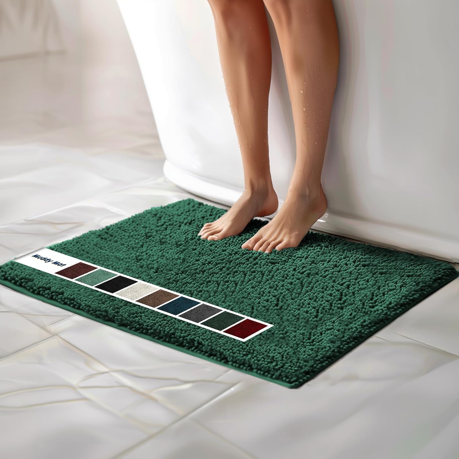 Muddy Mat Chenille Bathroom Rugs Quick Dry Microfiber Mats Non Slip Washable, Extra Thick, Soft and Highly Absorbent Bath Mats for Bathroom, Kitchen, and Shower Floor - Grey Small 28"X18"