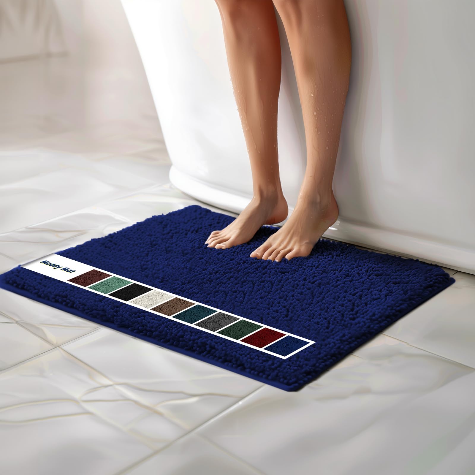 Muddy Mat Chenille Bathroom Rugs Quick Dry Microfiber Mats Non Slip Washable, Extra Thick, Soft and Highly Absorbent Bath Mats for Bathroom, Kitchen, and Shower Floor - Grey Small 28"X18"