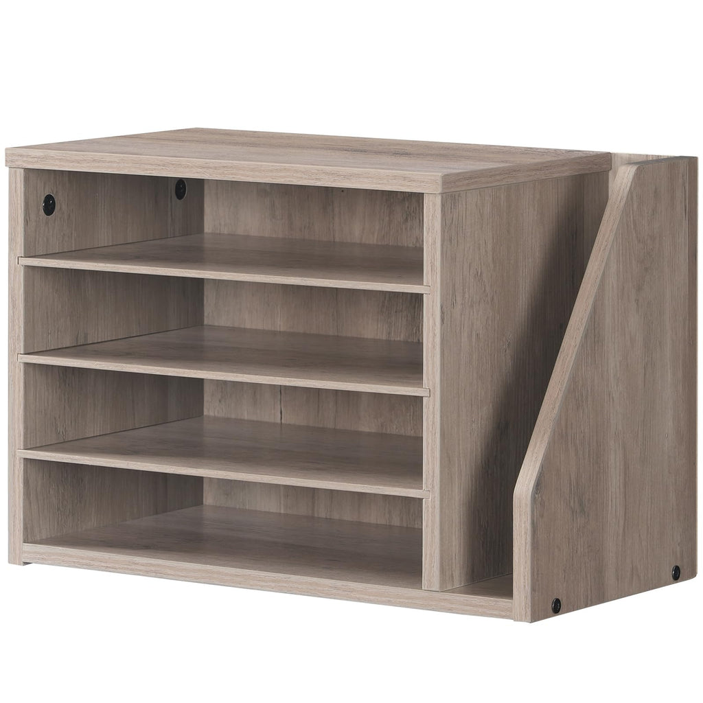 HOOBRO Mail Sorter, Literature Organizer with Adjustable Shelves, Paper Organizer for Office, Home, Wood Countertop File Holders, Mails, Magazines, Rustic Brown FG41WF01