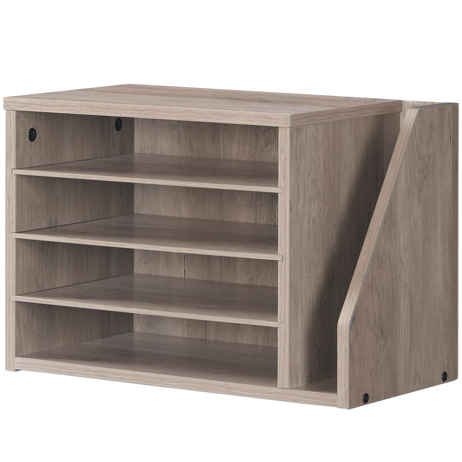 HOOBRO Mail Sorter, Literature Organizer with Adjustable Shelves, Paper Organizer for Office, Home, Wood Countertop File Holders, Mails, Magazines, Rustic Brown FG41WF01